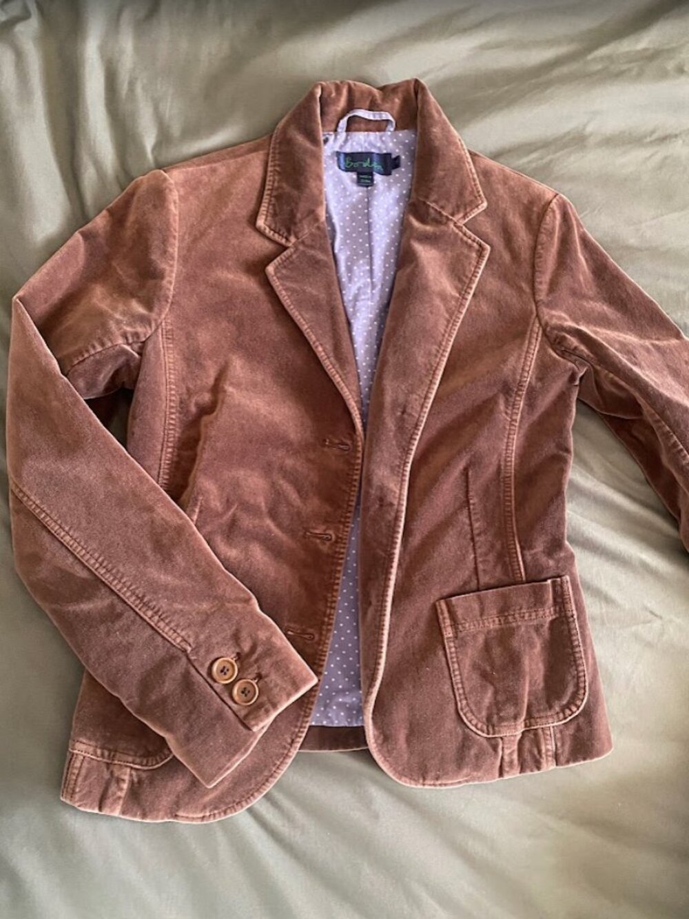 BODEN Velvet Blazer Jacket in Mauve - Women's 8US